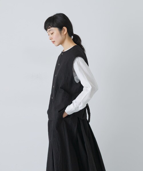 かぐれ(カグレ)の「リネンコットンワイドベスト(ベスト・レディース・BLACK・Free)」の6枚目の写真
