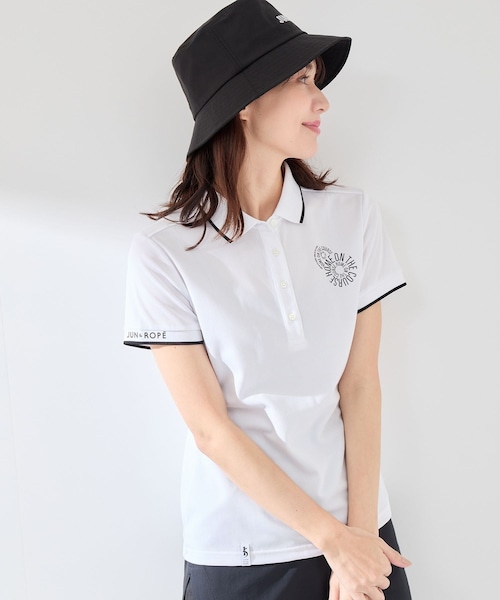 ROPE'（ロペ）の「【UV CARE】【吸水速乾】【ストレッチ】クールマックス半袖ポロ（ポロシャツ・レディース・ブラック/ホワイト・L/M/S）」の5枚目の写真