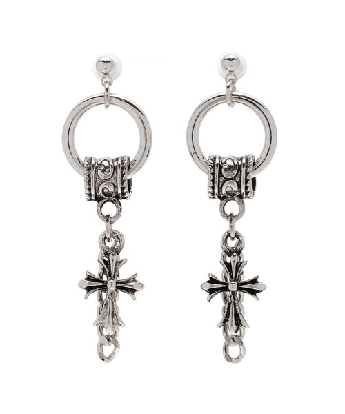 EVRIS（エヴリス）の「CHAIN CROSS MOTIF ピアス（ピアス（両耳用）・レディース・シルバー/ゴールド・F）」の2枚目の写真