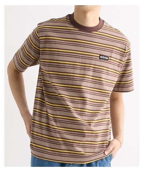 nissen（ニッセン）の「マルチボーダー半袖Tシャツ　アウトドアプロダクツ（Tシャツ/カットソー・メンズ・N7チャコール/15ブラウン・M/L/LL）」の6枚目の写真