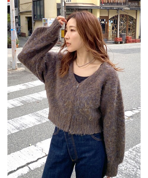 Ungrid（アングリッド）の「ダブルジップVネックニットカーデ