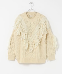 THE GOODLAND MARKET | 77circa　make v shape fringe fisherman sweater(ニット/セーター)