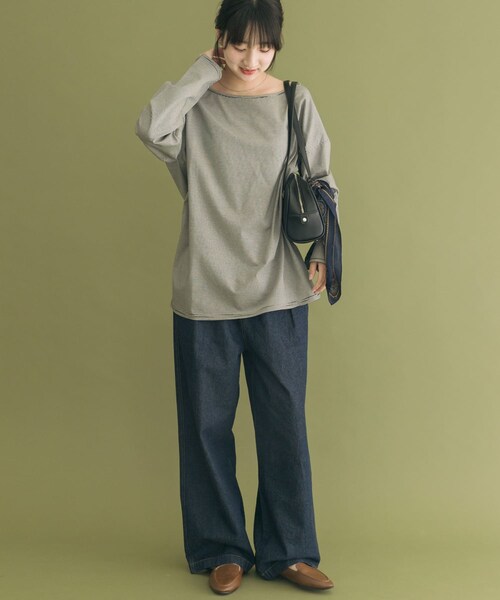 ITEMS URBANRESEARCH(アイテムズ アーバンリサーチ)の「シルケットロングスリーブTシャツ(Tシャツ/カットソー・レディース・WHT/BORDER/BLK・FREE)」の22枚目の写真