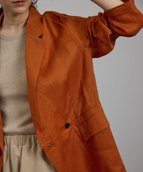 ADAM ET ROPE'（アダムエロペ）の「ラミーシアージャケット［UVケア・洗える・サイズ展開・今から秋まで］（テーラードジャケット・レディース・チャコール/オフホワイト/レンガ系・M/S）」の21枚目の写真