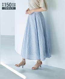 Petitjo | 小さいサイズ　綿混シアーチェック柄スカート　低身長さん・小柄女性(スカート)