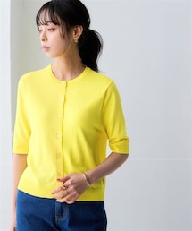 nissen | 【アイスクリーンプレミアム】クルーネック5分袖ニットカーディガン（持続冷感・接触冷感・毛玉になりにくい・UVカット・洗濯機で洗える・遮熱）＜大きいサイズ有＞(カーディガン/ボレロ)