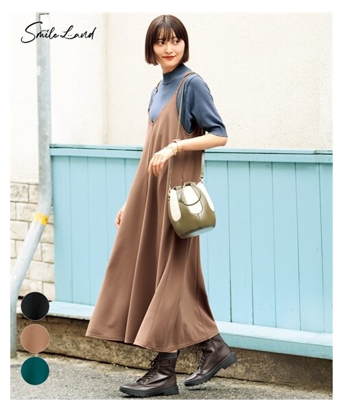 nissen（ニッセン）の「＜大きいサイズ＞ ロングキャミワンピース（ワンピース・レディース・黒/モカ/ダークグリーン・L/LL/3L/4L/5L/6L/8L/10L）」の4枚目の写真