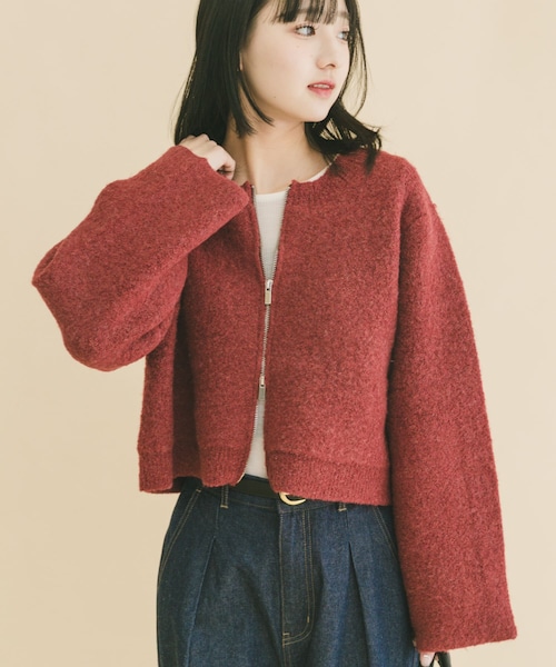 ITEMS URBANRESEARCH（アイテムズ アーバンリサーチ）の「ブークレジップショートカーディガン（カーディガン/ボレロ・レディース・GRY/BRN/RED・Free）」の5枚目の写真