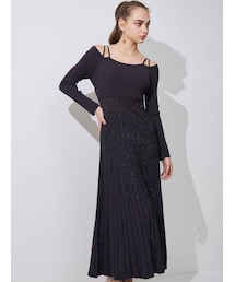 MERCURYDUO | レイヤードプリーツニットワンピース(ワンピース)