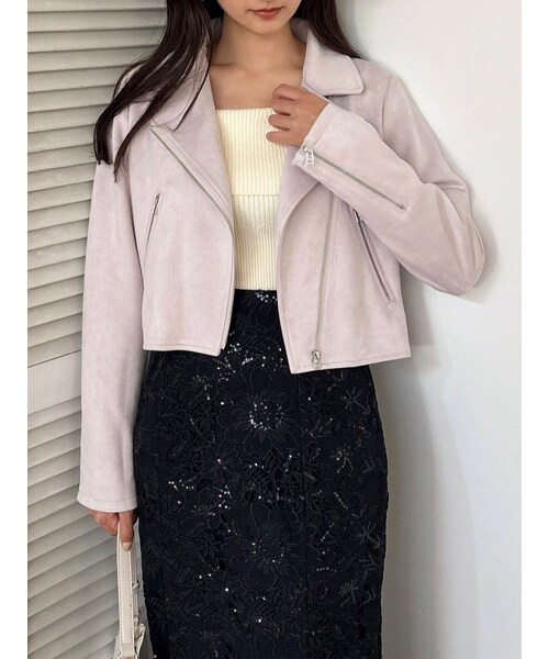 dazzlin（ダズリン）の「パステルコンパクトライダースジャケット（ライダースジャケット・レディース・グリーン/ラベンダー/アイボリー・F）」の3枚目の写真