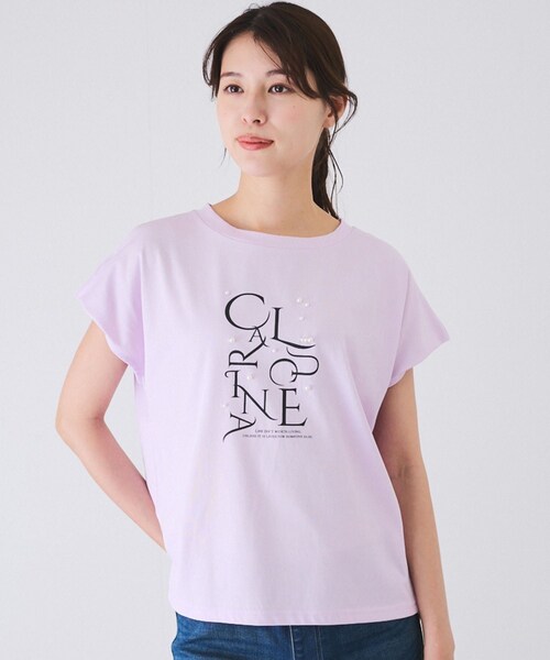 Jayro（ジャイロ）の「パール付きプリントロゴTシャツ（Tシャツ/カットソー・レディース・ブラック/ホワイト系/ネイビー/ラベンダー・M）」の4枚目の写真