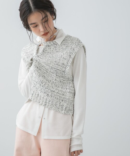 SENSE OF PLACE by URBAN RESEARCH（センスオブプレイスバイアーバンリサーチ）の「『洗濯可』ミックスカラーローゲージベスト（ベスト・レディース・BLACK/NAVY/IVORY・One）」の5枚目の写真