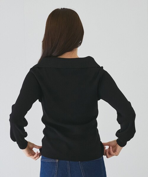 Jayro（ジャイロ）の「ラメアシメオフショル風プルオーバー（ニット/セーター・レディース・ブラック/ホワイト系/パープル系/ピンク・M）」の8枚目の写真