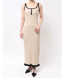 LAGUNAMOON | 【FILA別注】ドライタッチバイカラーフリルデザインノースリーブニットワンピース(ワンピース)