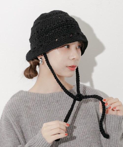 SMELLY（スメリー）の「クロシェニットハット（ハット・レディース・BEG/BLK・-）」の7枚目の写真