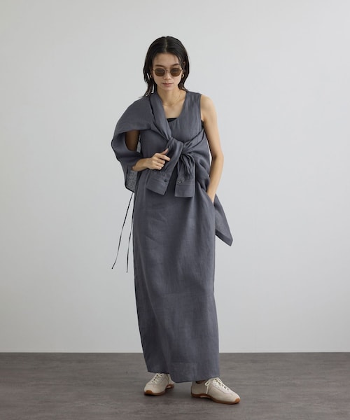 ADAM ET ROPE'(アダムエロペ)の「リネンドロストノースリーブワンピース / GENTLE LINEN(ワンピース・レディース・ブラック/グレー/ピンク・F)」の2枚目の写真