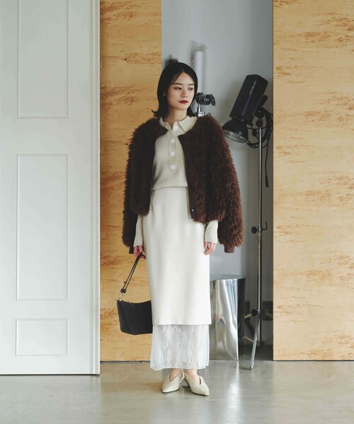 URBAN RESEARCH ROSSO（アーバンリサーチロッソ）の「THINK FUR　2Way Fur Knit Tops（ニット/セーター・レディース・Cream/Pink/Brown/Black・Free）」の20枚目の写真