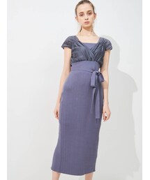 MERCURYDUO | 異素材カシュクールリブニットワンピース(ワンピース)