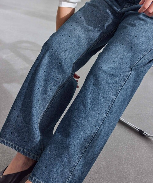 ROPE' PICNIC（ロペピクニック）の「パールキラキラビジューデニム（デニムパンツ・レディース・ネイビー/ブルー/ブラック系・L/M/S）」の17枚目の写真