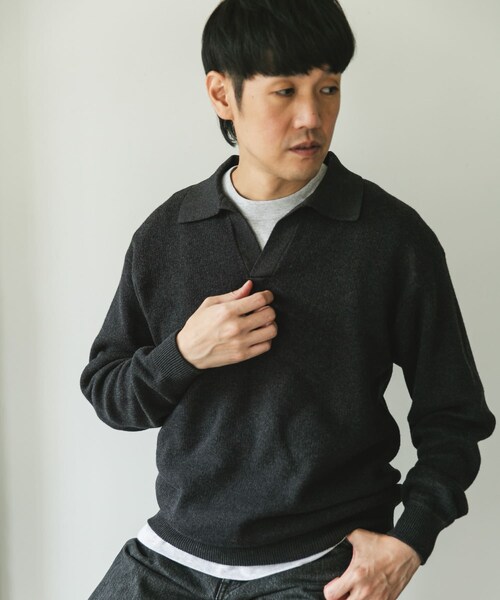 URBAN RESEARCH DOORS(アーバンリサーチドアーズ)の「『一部WEB限定カラー』コットンウール スキッパーニット(ニット/セーター・メンズ・NAVY/CHARCOAL/BROWN・M/L)」の8枚目の写真