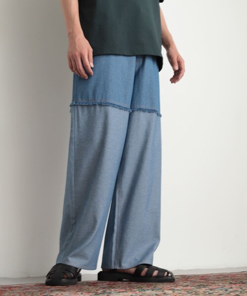 SENSE OF PLACE by URBAN RESEARCH（センスオブプレイスバイアーバンリサーチ）の「デニムフリンジシャンブレーワイドパンツ（デニムパンツ・メンズ・L.INDIGO/BLACK・M/L）」の15枚目の写真