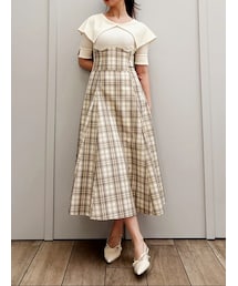 dazzlin | ビッグカラーチェックコルセットワンピース(ワンピース)