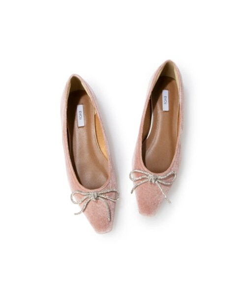 EVOL（イーボル）の「【EVOL/イーボル】 リボンフラットスクエアベロアパンプス IX5429 （バレエシューズ・レディース・BLS/GYBGS/PKS・220/22cm/225/22.5cm/230/23cm/235/23.5cm/240/24cm/245/24.5cm/250/25cm）」の16枚目の写真