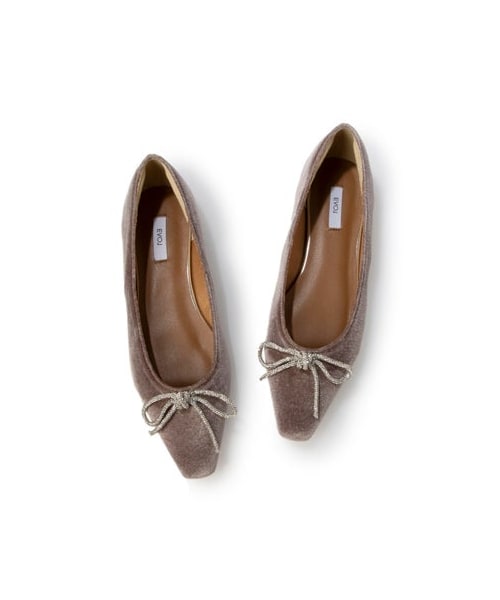 EVOL（イーボル）の「【EVOL/イーボル】 リボンフラットスクエアベロアパンプス IX5429 （バレエシューズ・レディース・BLS/GYBGS/PKS・220/22cm/225/22.5cm/230/23cm/235/23.5cm/240/24cm/245/24.5cm/250/25cm）」の15枚目の写真