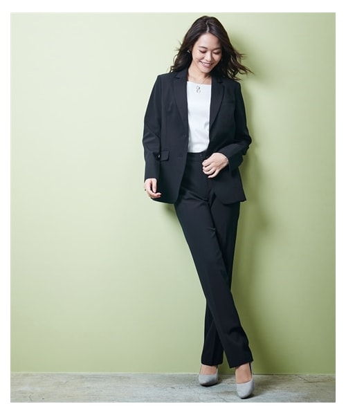 スーツ レディース ビジネス パンツ 防汚加工 ストレッチ ロング丈 ニッセン スーツ レディース セット パンツ ビジネス 防汚加工