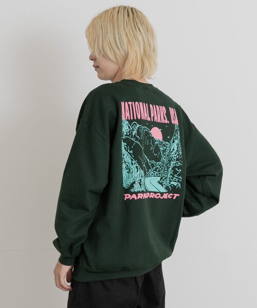 THE GOODLAND MARKET（ザグッドランドマーケット）の「PARKS PROJECT　NATIONAL PARKS SWEAT（スウェット・メンズ・GREEN/YELLOW・M/L）」の6枚目の写真