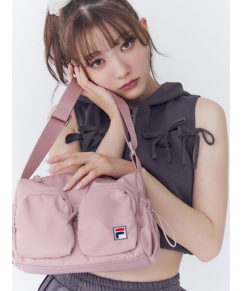 RESEXXY（リゼクシー）の「【FILA】マルチポケットナイロンバッグ（ショルダーバッグ・レディース・アイボリー/ピンク・F）」の19枚目の写真
