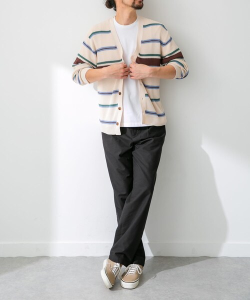 URBAN RESEARCH Sonny Label（アーバンリサーチサニーレーベル）の「マルチボーダーニットカーディガン（カーディガン/ボレロ・メンズ・ネイビー/オフ/イエロー・M/L）」の21枚目の写真