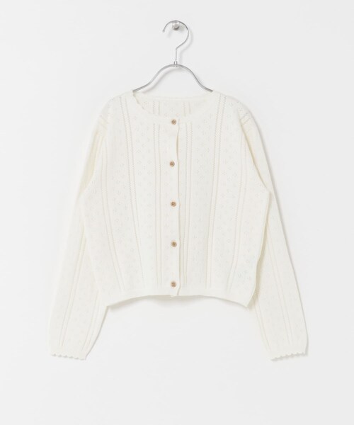 URBAN RESEARCH DOORS(アーバンリサーチドアーズ)の「透かし編みカーディガン(KIDS)(ニット/セーター・キッズ・PEACH/IVORY・120(115-125)/135(130-140))」の1枚目の写真