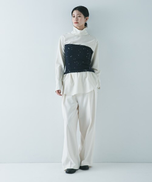 URBAN RESEARCH（アーバンリサーチ）の「TRソフトツイルハイネックシャツ（シャツ/ブラウス・レディース・IVORY/BLACK・Free）」の10枚目の写真