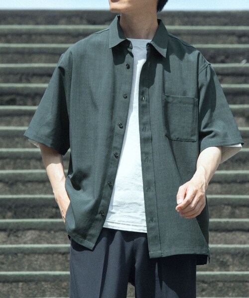 ITEMS URBANRESEARCH(アイテムズ アーバンリサーチ)の「『接触冷感/吸水速乾/イージーケア/UVカット』クイックドライリネンタッチ半袖シャツ(シャツ/ブラウス・メンズ・BLK/CHA/BEG/OLV・M/L)」の21枚目の写真