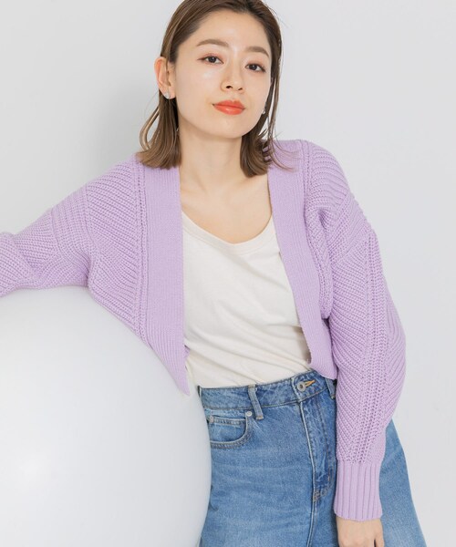 URBAN RESEARCH Sonny Label（アーバンリサーチサニーレーベル）の「ニットボレロカーディガン（カーディガン/ボレロ・レディース・ラベンダー/オフ/ライトグレー・FREE）」の6枚目の写真