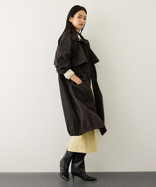 ROPE'(ロペ)の「【撥水】タフタフーデッドロング丈スプリングコート(マウンテンパーカー・レディース・ダークブラウン・F)」の14枚目の写真