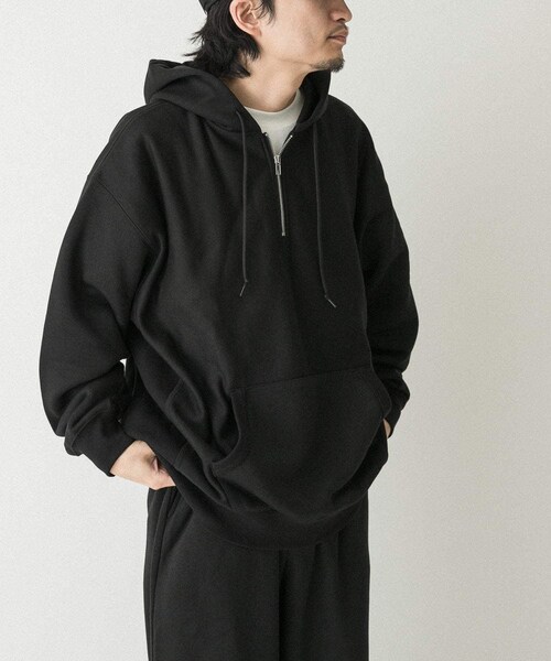 EKAL（エカル）の「QUICK DRY ハーフジップフーディー（スウェット・メンズ・グレー/ブラック・M/L）」の5枚目の写真