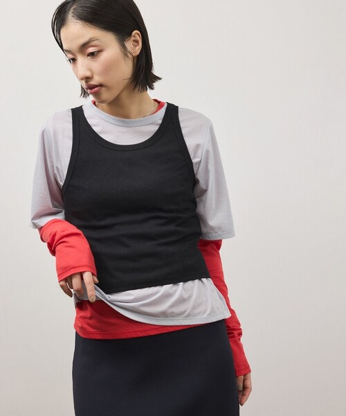 ADAM ET ROPE'(アダムエロペ)の「3レイヤードジャージートップス(Tシャツ/カットソー・レディース・ブラック系/グレー系・F)」の12枚目の写真