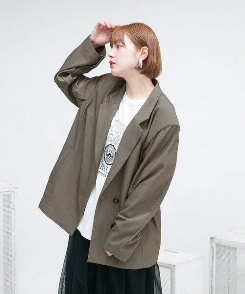 KBF（ケイビーエフ）の「オープンスリーブテーラードジャケット（テーラードジャケット・レディース・SAGE/MOCHA・one）」の8枚目の写真