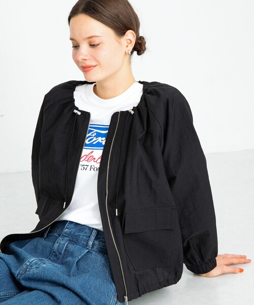 URBAN RESEARCH Sonny Label（アーバンリサーチサニーレーベル）の「ノーカラーギャザーブルゾン（ブルゾン・レディース・ブラック/ライトグレー/アイボリー・FREE）」の4枚目の写真