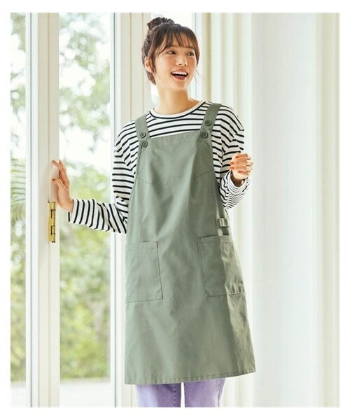 nissen（ニッセン）の「＜大きいサイズ＞ シンプルワークエプロン（エプロン・メンズ・黒/ネイビー/ベージュ/ダークグリーン/【不要】ダークグリーン系/カーキ・L~LL相当/3L~4L相当/5L~6L相当/8L相当/10L相当/L~LL相当-/3L~4L相当-/5L~6L相当-/【不要】L~LL相当--）」の5枚目の写真