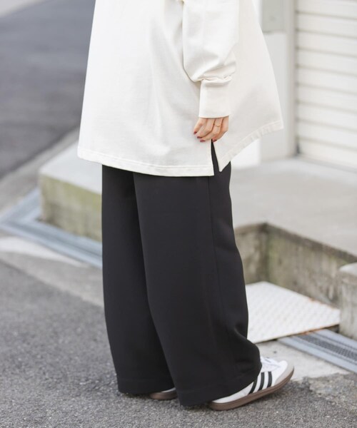 URBAN RESEARCH DOORS（アーバンリサーチドアーズ）の「FORK&SPOON　ダブルクロスイージーパンツ（その他パンツ・レディース・BLACK/BEIGE・1/2）」の7枚目の写真