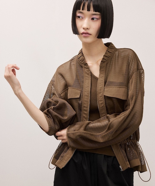 ADAM ET ROPE'（アダムエロペ）の「ドロストメッシュシャツ（シャツ/ブラウス・レディース・ブラック/ホワイト/ダークブラウン・F）」の19枚目の写真