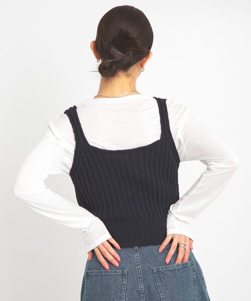 URBAN RESEARCH Sonny Label（アーバンリサーチサニーレーベル）の「2WAY透かし編みニットビスチェ（キャミソール・レディース・ネイビー/アイボリー/ピンク・FREE）」の20枚目の写真