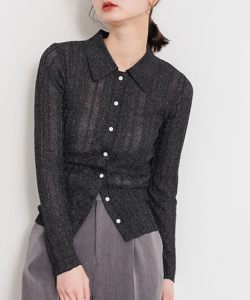 SENSE OF PLACE by URBAN RESEARCH（センスオブプレイスバイアーバンリサーチ）の「ランダムリブニットカーディガン（カーディガン/ボレロ・レディース・IVORY/BLACK/PINK・one）」の2枚目の写真