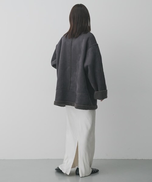 SENSE OF PLACE by URBAN RESEARCH（センスオブプレイスバイアーバンリサーチ）の「フェイクムートンスタンドジャケット（ムートンコート・レディース・BROWN/CHARCOAL/IVORY・One）」の16枚目の写真