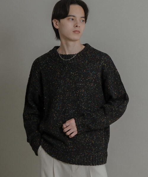 SENSE OF PLACE by URBAN RESEARCH（センスオブプレイスバイアーバンリサーチ）の「『洗濯可』カラーネップニットプルオーバー（ニット/セーター・メンズ・IVORY/BLACK/BROWN・M/L）」の21枚目の写真