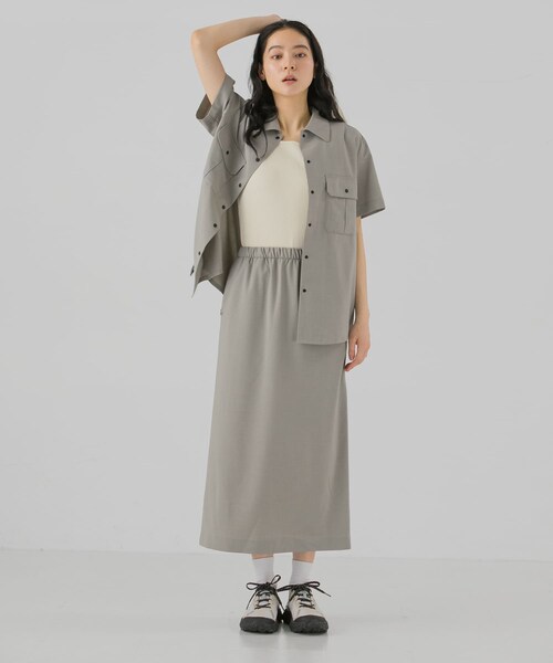 EKAL（エカル）の「SMOOTH WOOLY LIKE スカート（スカート・レディース・ライトグレー/チャコール/ネイビー・One）」の20枚目の写真