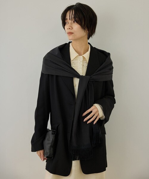 ADAM ET ROPE'(アダムエロペ)の「ビスコースウールエフォートレスジャケット / セットアップ対応(テーラードジャケット・レディース・ブラック/ブラウン・F)」の22枚目の写真